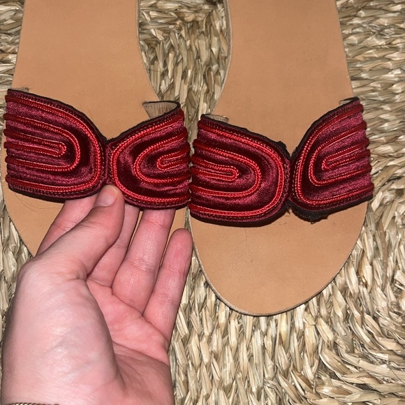 Ancient Greek Sandals Harness Embroidered Satin Slides - 40 - Picture 6 of 6